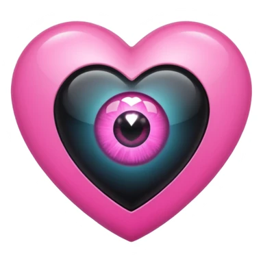 A black heart Gem with a pink eye in the center sticker