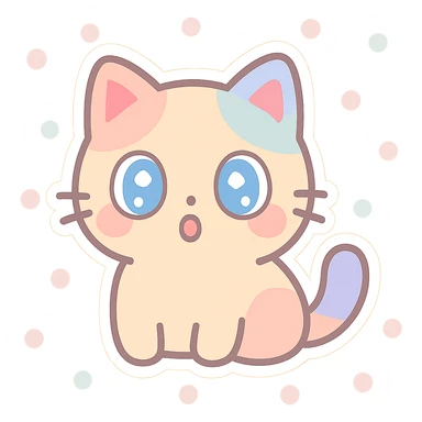 cute cat sticker, surprised, big eyes, kawaii style sticker