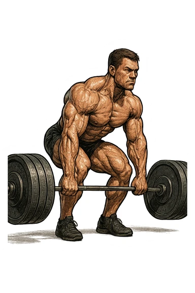 bodybuilder che fa stacco con bilanciere sticker