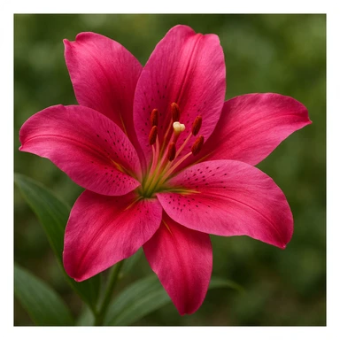 realistic style lily flower in vibrant pink color sticker