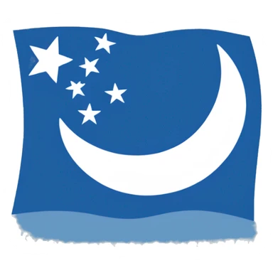 Uyghur flag, blue background, white star and white crescent sticker