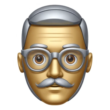 robotic man with glasses mustache  sticker