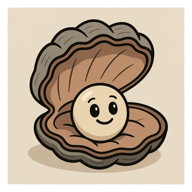 a simple oyster shell with a pearl inside sticker