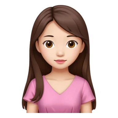 asian girl with long brown hair and fair skin wearing pink dress sticker