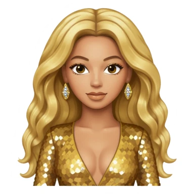 Beyonce from Destiny's Child with long blonde hair, gold outfit sticker