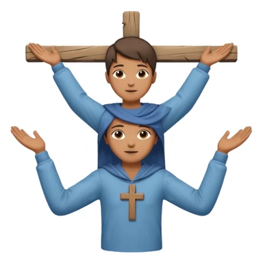 Una persona con los vrazos estirados hacia ambos lados vestido y en forma de cruz sticker