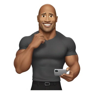 dwayne johnson with a mobile phone sticker