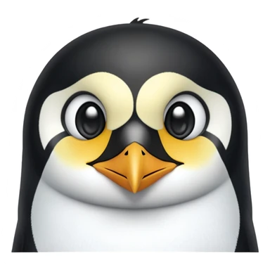 cinematic-adult-emperor-penguin-portrait-emoji,-head-tilted-playfully-and-inquisitively,-with-glossy,-pristine-plumage,-sparkling-eyes-filled-with-curiosity,-simplified-yet-irresistibly-adorable-features, black face sticker