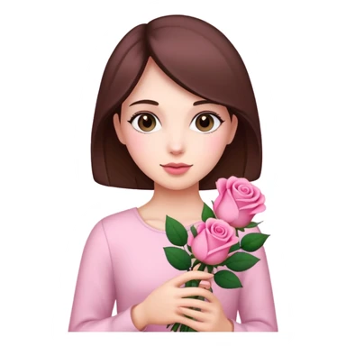 A girl with pink rose boquet in hand sticker