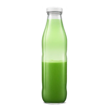 aesthetic green juice in tall clear drink bottle with white lid realistic soft textures sticker