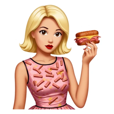 pop art woman with SPAM MEAT dress eating spam sticker