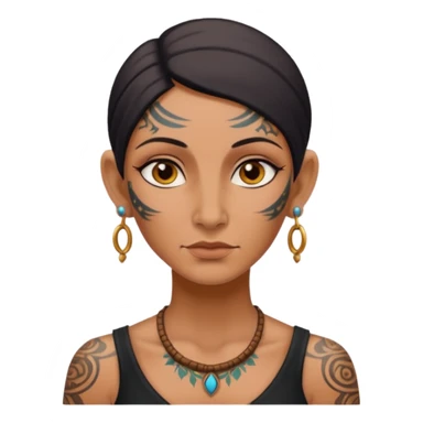 ancient woman with tatooed and blank ear sticker