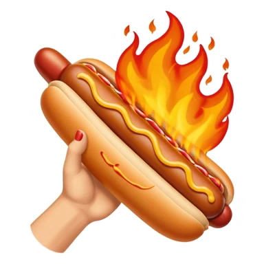 Hand Holding a Flaming Hotdog sticker