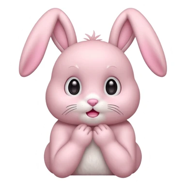 Pastel pink bunny, kawaii fluffy ears and body pretending to be shocked  sticker
