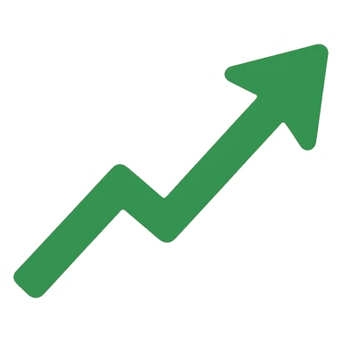 growth arrow, flat minimal style, bold green, simple upward arrow sticker