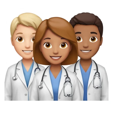 Create four doctors standing together as a group. sticker