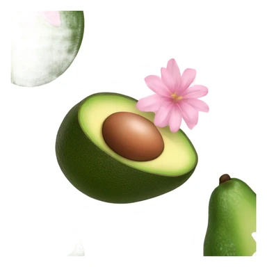 Realistic avacado with pale pink flower sticker