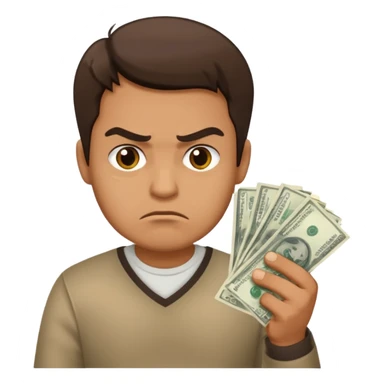 a guy who holds his money in his hands and looks angrily because he doesn't want to share it with anybody, he is a cheapskate  sticker