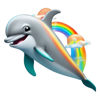 Dolphins with rainbow background ￼ sticker