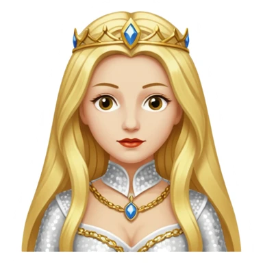 Katharina Siegel, Mistress of Vlad Tepes with long golden blonde hair, white sequin outfit sticker