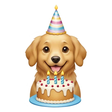 Dog with a birthday cake sticker