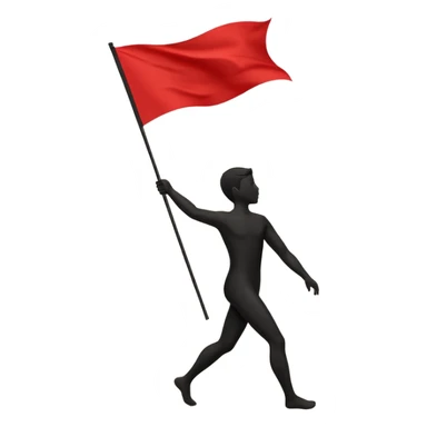 minimalist human silhouette holding a red flag sticker