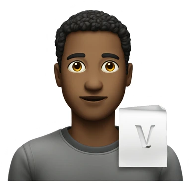 a full sized photo of a person with a letter V on chest sticker