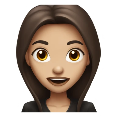 Pretty vampire with long brown hair showing fangs sticker