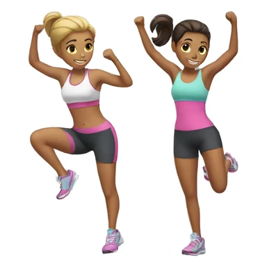 Two girls exercising  sticker