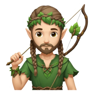 Forest elf with braided beard and bow sticker