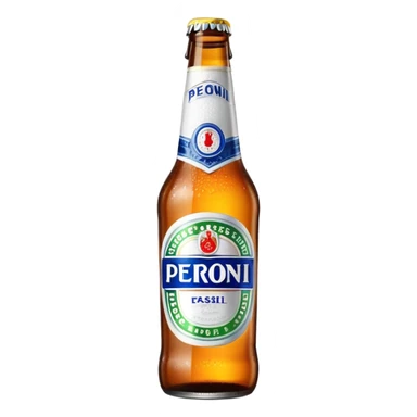 Bottiglia di birra con scritto sul logo “peroni” sticker