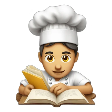 chef reading recipe book sticker