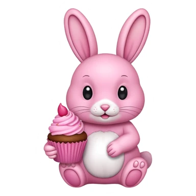 pink Rabbit with cupcake sticker