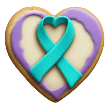 Purple teal Suicide awareness ribbon, cookie heart sticker