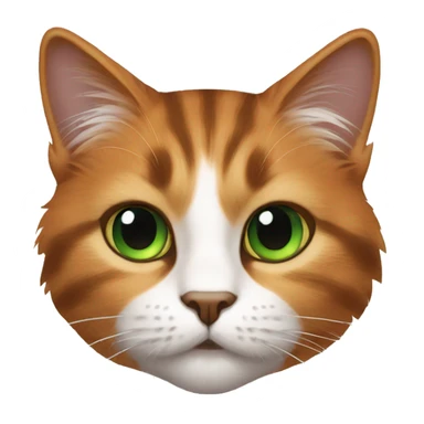 multi color black orange brown white background fur green eyes cat sticker