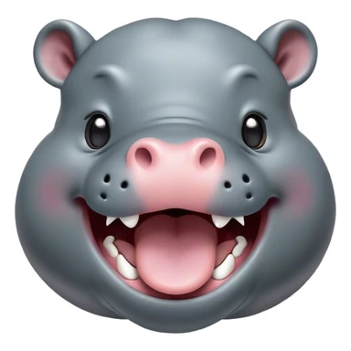 Cinematic Cute Yawning Hippo Portrait Emoji, Head tilted slightly with a dramatic, wide-open yawn, showcasing a soft, smooth slate-gray hide with gently drooping ears, round eyes barely open in drowsy contentment, Simplified yet irresistibly adorable features, highly detailed, glowing with a soft, cozy glow, high shine, relaxed yet expressive, stylized with a touch of aquatic charm, bright and endearing, soft glowing outline, capturing the essence of a sleepy yet affectionate hippo, so drowsy it feels like it could stretch out of the screen and curl up for a nap! sticker