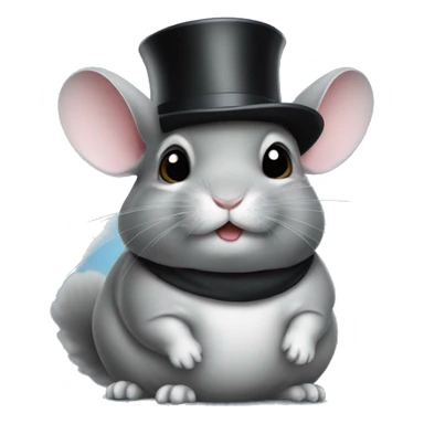 Chinchilla wearing a top hat sticker