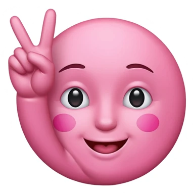 happy pink emoji, peace sign gesture sticker