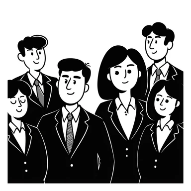 group of people in business suits, no dark-skinned individuals, with various neutral emotions sticker