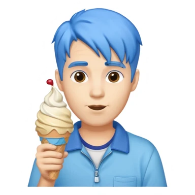 Man with blue hair and an ice cream  sticker