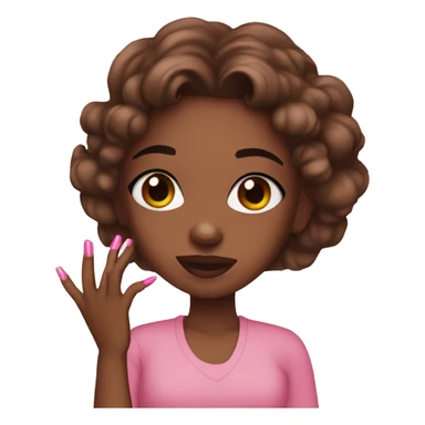 Pink nails brown girl sticker