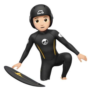 Kitermanc traje neopreno negro y casco negro, haciendo un down loop sticker