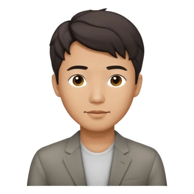 Asian guy wavy short hair, dressed stylishly, looking demure sticker