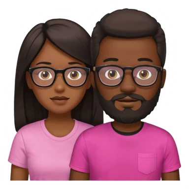 pareja el moreno con barba y gafas  , camiseta negra y ella pelo moreno camiseta rosa y pelo largo sticker