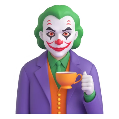 joker holding big tea cup sticker