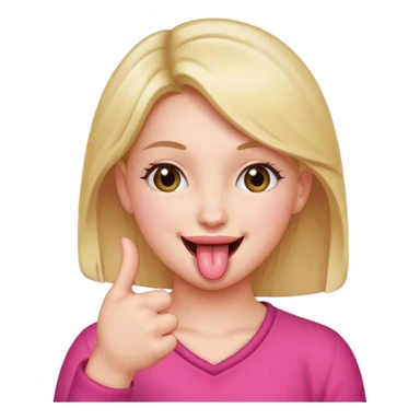 Girl holding up het pinky and thumb while stilling her tounge out and Smiling sticker