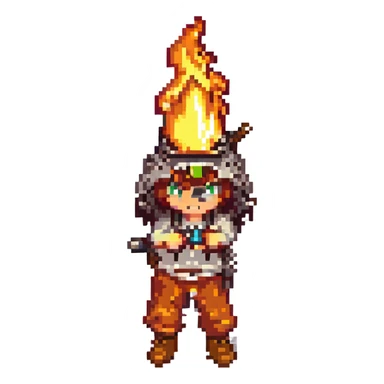 a boy holding fire sticker