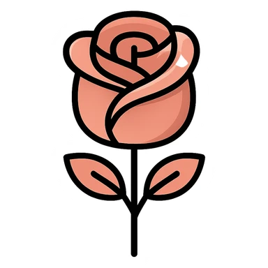 rose gold rose, stylized icon, minimal details, soft shine sticker