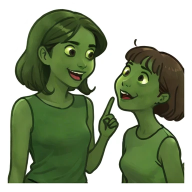 White girl brown hair blue eyes talking about shooking news to her friend as gossip sticker