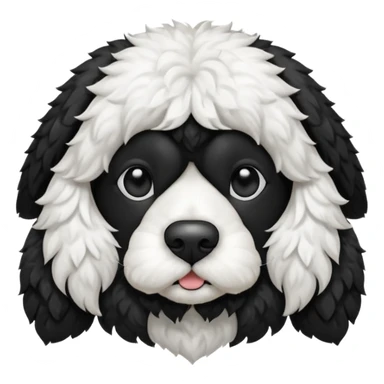 black and white cockapoo - give him a white chest, black ears and black fur covering his eyes, but then a white snout and an upside down white triangle-shaped patch of fur on his forehead sticker